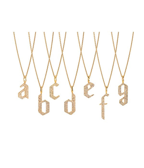 Alphabet Pendant with Diamonds - Yellow or Rose Gold
